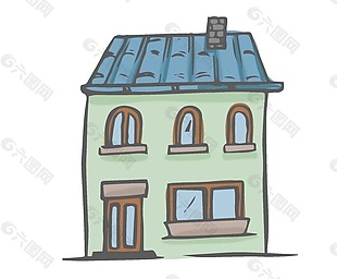 卡通两层小房子png元素