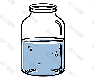 卡通透明玻璃瓶png元素