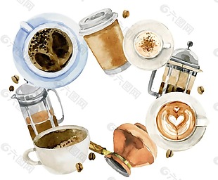 创意咖啡奶茶饮品png元素