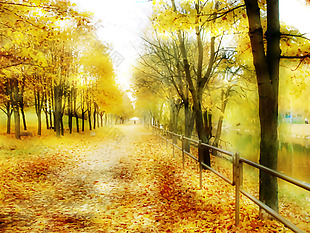 金色秋季风景背景矢量