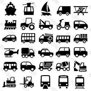 30枚运输与交通的黑色图标