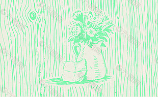 绿色的精美年轮鲜花花瓶素材
