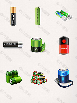 红色绿色圆形充电电池