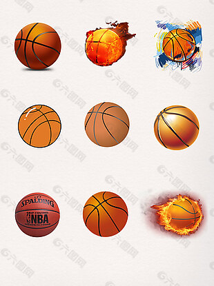 简约红色黄色圆形NBA篮球