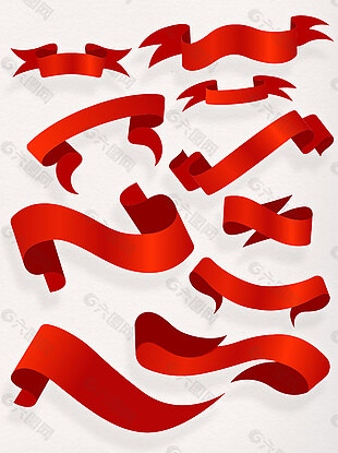 红色丝带矢量元素标题装饰飘带素材集合