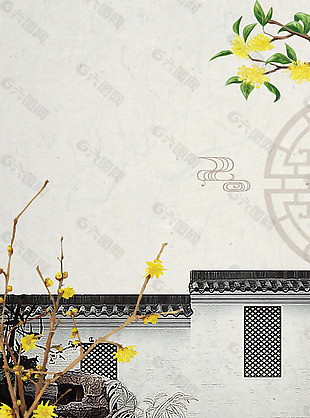 中国古典建筑广告背景