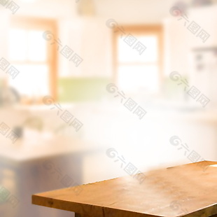 现代木纹厨房背景主图