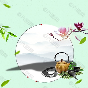 中式茶文化主图背景设计