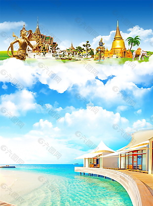 泰国印象旅游海报背景设计