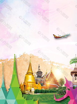 商业泰国旅游海报背景设计