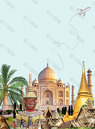 精美泰国皇宫旅游海报背景设计