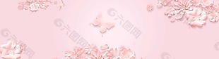 清新浮雕粉色花朵蝴蝶背景