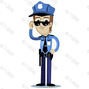 卡通蓝色警察png元素