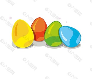 卡通五颜六色彩蛋png元素