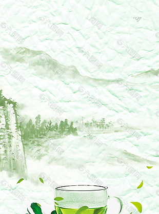 绿色清新茶叶文化海报背景设计