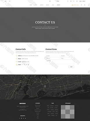 网站联系我们页面带地图设计PSD网页模板