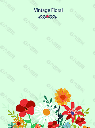 复古彩色花卉海报背景素材