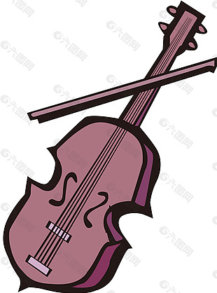 卡通小提琴元素