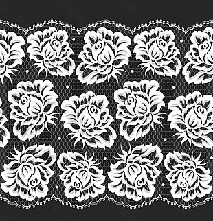 黑白艺术花朵装饰图案