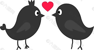卡通可爱小鸟爱情png元素