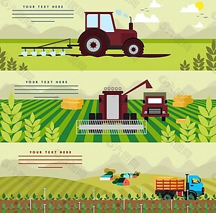 农场机器播种绿色风景ai素材下载