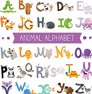 创意动物字母矢量素材图片