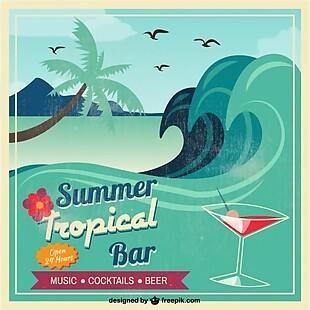 夏季热带酒吧海报