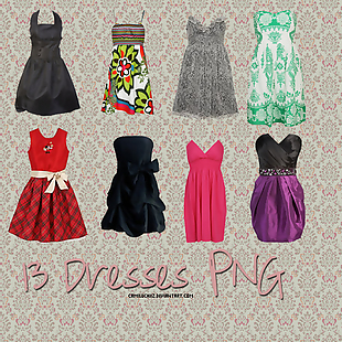 13种时尚女装连衣裙、晚礼服美图秀秀PNG素材包