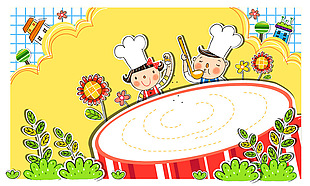 小厨师 韩风卡通儿童矢量素材