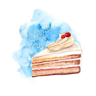 水彩手绘风美味蛋糕甜品