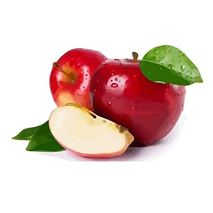 插画手绘红色苹果水果素材AI矢量水果元素