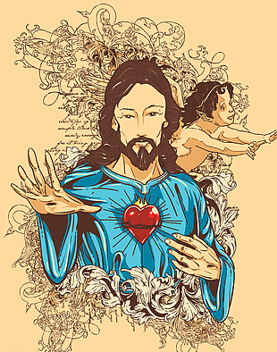 耶稣人物插画图片