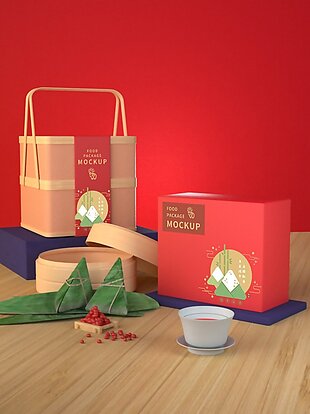 粽子红色包装盒设计