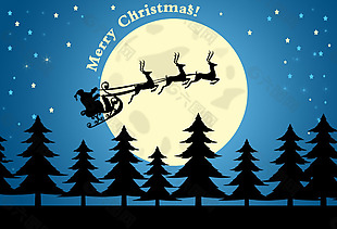 夜空下的圣诞老人淘宝海报