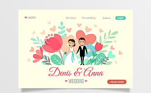 创意新人婚礼网站登陆页矢量素材