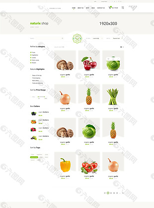 天然有机食品网站店铺页面psd模板