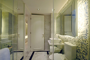 现代简欧风格浴室玻璃移门装饰设计效果图