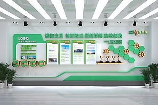 科技公司历程简介荣誉绿色企业文化墙