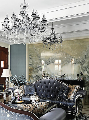现代简欧风格客厅水晶吊灯装饰设计效果图
