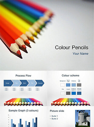 彩色铅笔简单风格欧美ppt模板