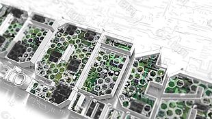 芯片电路板构建的3D数字标志演绎AE模板