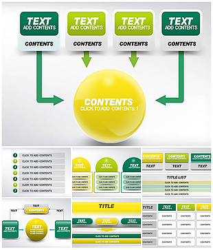 淡雅黄色与绿色幻灯片图表PPT模板