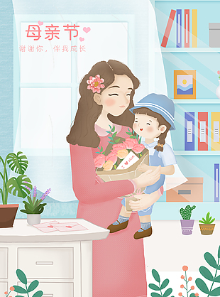 母亲节公益插画图片