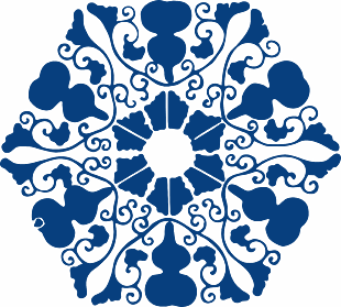 蓝色复古中国风花纹装饰设计