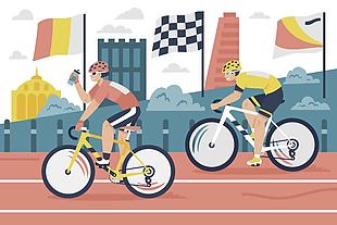 自行车比赛插画素材下载