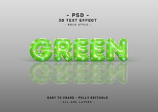 绿色立体气球字体样式设计