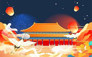 中秋节传统节日插画设计