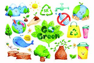 绿色生态插画素材