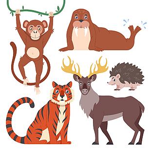 野生动物卡通插画设计