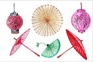 水墨油纸伞图案设计